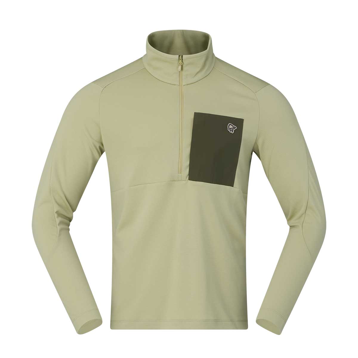 Norrona Femund Warm1 Zip Neck Top Men's in Sage Green